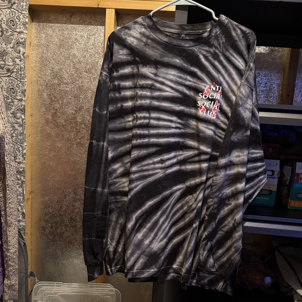Anti Social Social Club Black and White Tie-Dye Long Sleeve Tee